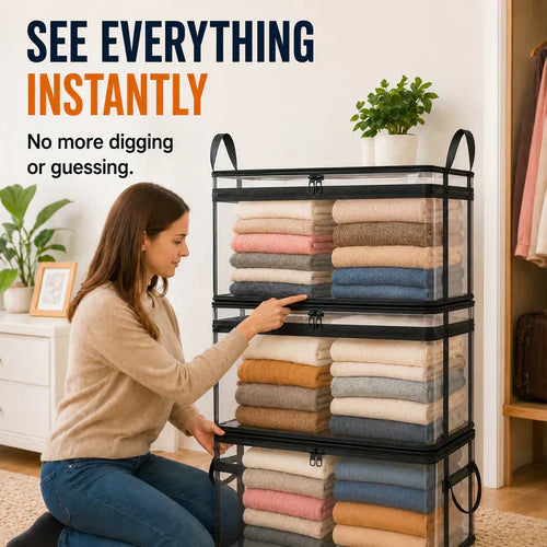 SVOZK® Clear Flip-Top Storage Box – Large Dust-Proof✨ & Moisture-Resistant Organizer for Clothes, Toys, Books & More🧸📚👕🧦