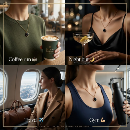 🔥50% off on the last day丨Oneswear® Black Onyx Lip Balm Necklace in 14K Gold