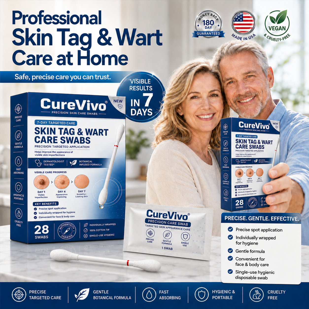 🔥🔥CureVivo® 👩‍⚕️7-Day 𝗦𝐤𝐢𝐧 𝐓𝐚𝐠 & 𝗪𝐚𝐫𝐭 𝐂𝐚𝐫𝐞 𝐏𝐫𝐞𝐜𝐢𝐬𝐢𝐨𝐧 𝐒𝐰𝐚𝐛𝐬（Individually Sealed, Single-Use）💪