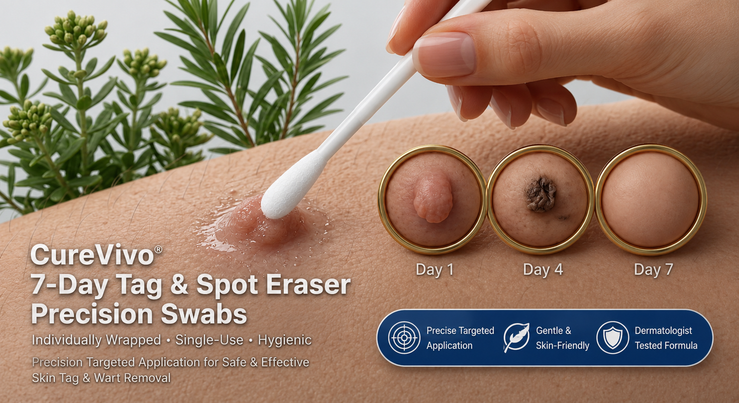 🔥🔥CureVivo® 👩‍⚕️7-Day 𝗦𝐤𝐢𝐧 𝐓𝐚𝐠 & 𝗪𝐚𝐫𝐭 𝐂𝐚𝐫𝐞 𝐏𝐫𝐞𝐜𝐢𝐬𝐢𝐨𝐧 𝐒𝐰𝐚𝐛𝐬（Individually Sealed, Single-Use）💪