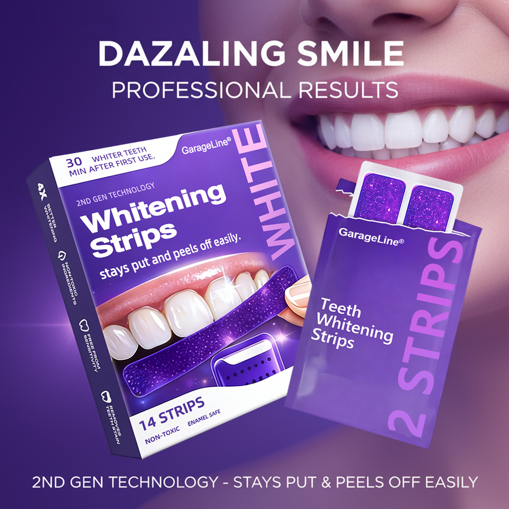 ✅Official Store |🦷GarageLine® Nano-Hydroxyapatite Purple Whitening Strips - Professional Enamel Care & Brightening