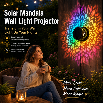 🔥Last Day 50% OFF 丨 💡REBYIPO® 2-in-1 Solar Mandala Projection Light-Colorful Projection · Outdoor Mosquito-Repelling Aid