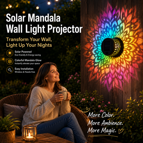 🔥Last Day 50% OFF 丨 💡REBYIPO® 2-in-1 Solar Mandala Projection Light-Colorful Projection · Outdoor Mosquito-Repelling Aid