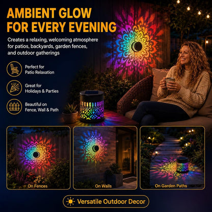 🔥Last Day 50% OFF 丨 💡REBYIPO® 2-in-1 Solar Mandala Projection Light-Colorful Projection · Outdoor Mosquito-Repelling Aid