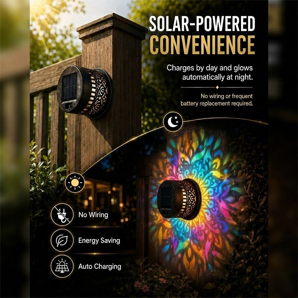 🔥Last Day 50% OFF 丨 💡REBYIPO® 2-in-1 Solar Mandala Projection Light-Colorful Projection · Outdoor Mosquito-Repelling Aid