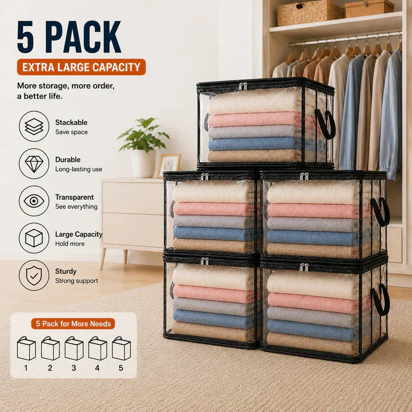 SVOZK® Clear Flip-Top Storage Box – Large Dust-Proof✨ & Moisture-Resistant Organizer for Clothes, Toys, Books & More🧸📚👕🧦
