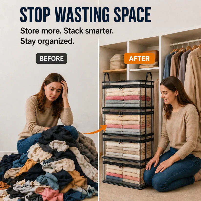 SVOZK® Clear Flip-Top Storage Box – Large Dust-Proof✨ & Moisture-Resistant Organizer for Clothes, Toys, Books & More🧸📚👕🧦