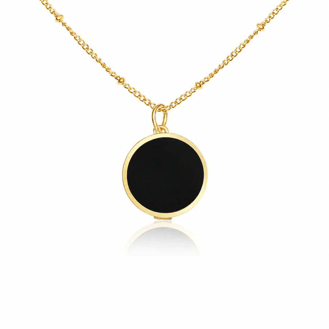 🔥50% off on the last day丨Oneswear® Black Onyx Lip Balm Necklace in 14K Gold