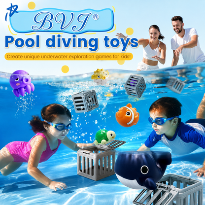 🔥2026 Hot Sale 51% OFF丨BVJ®⚡Summer Pool Toys for Kids - Diving Animal & Cage Set🎁🌊Sink & Seek Game🎉💦