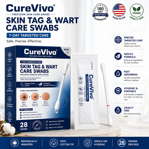 CureVivo® 🕊️7-Day 𝗦𝐤𝐢𝐧 𝐓𝐚𝐠 & 𝗪𝐚𝐫𝐭 𝐂𝐚𝐫𝐞 𝐏𝐫𝐞𝐜𝐢𝐬𝐢𝐨𝐧 𝐒𝐰𝐚𝐛𝐬