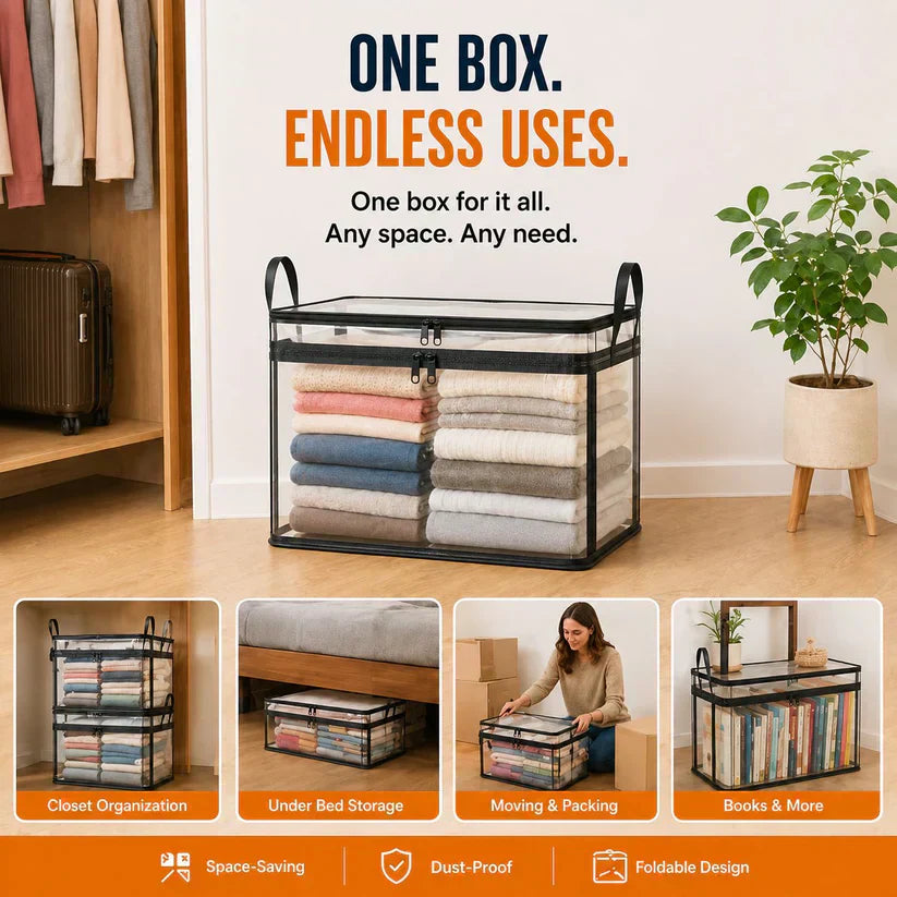 SVOZK® Clear Flip-Top Storage Box – Large Dust-Proof✨ & Moisture-Resistant Organizer for Clothes, Toys, Books & More🧸📚👕🧦