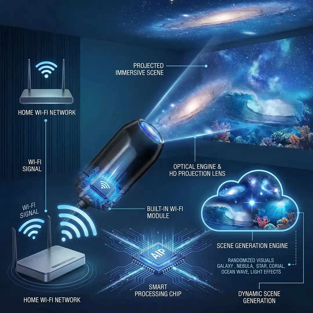 🔥Last day 70%off丨REBYIPO® Night Light Projector - Smart Holographic Star Projector💡