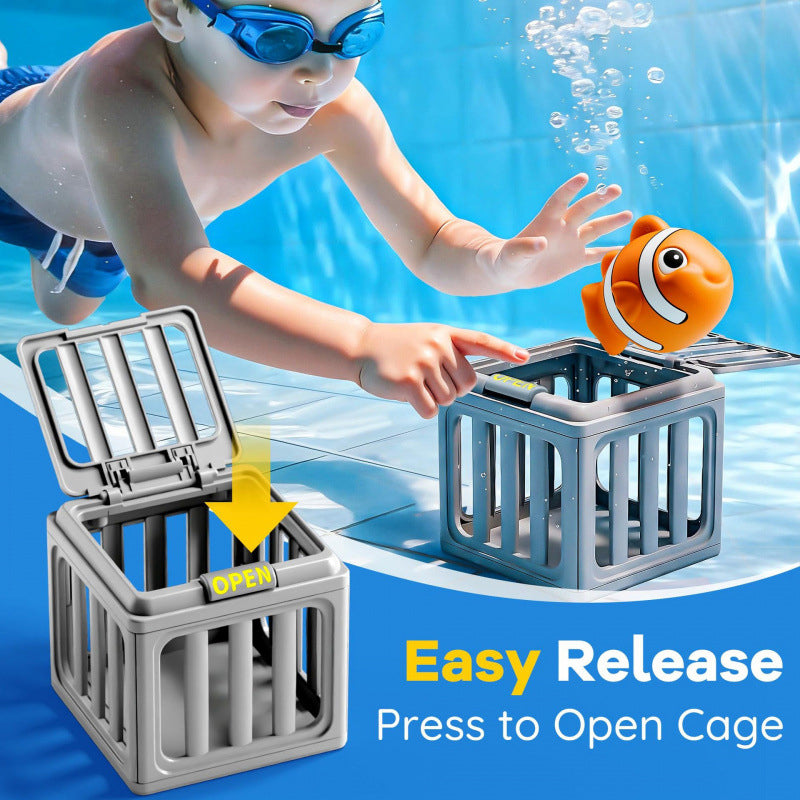 🔥2026 Hot Sale 51% OFF丨BVJ®⚡Summer Pool Toys for Kids - Diving Animal & Cage Set🎁🌊Sink & Seek Game🎉💦